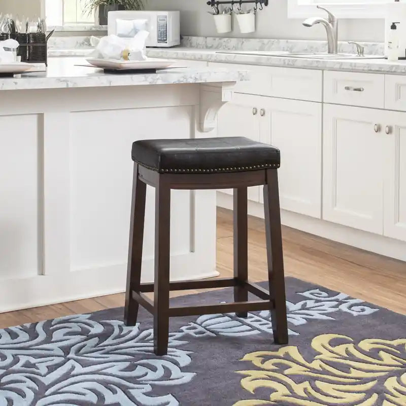Claridge Faux Leather Backless Counter-Height Stool