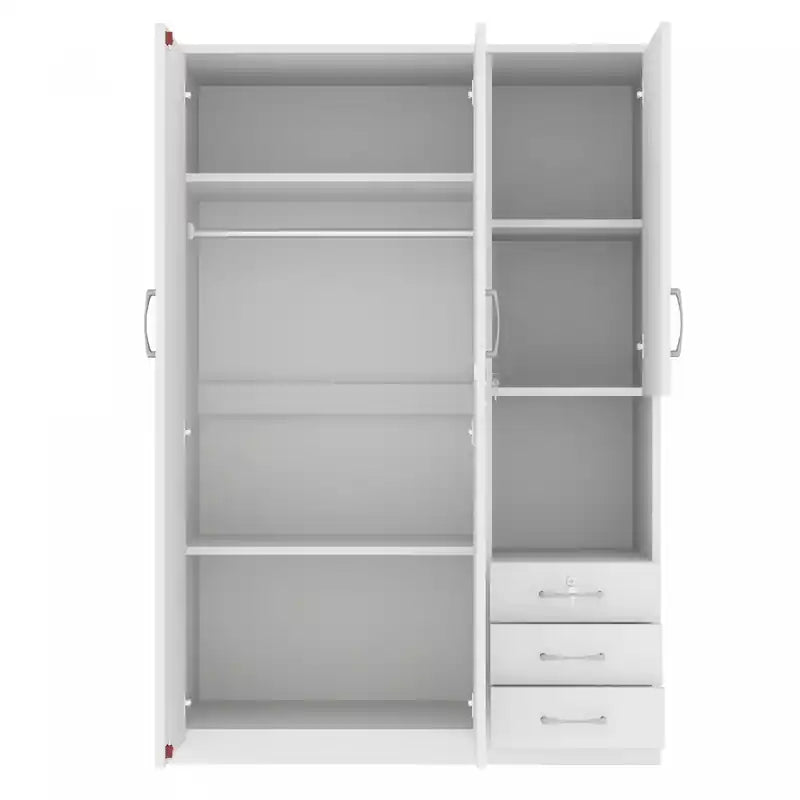 Lydia 47.2 2-doors Wooden Wardrobe Storage With Shelves And 3 Drawers