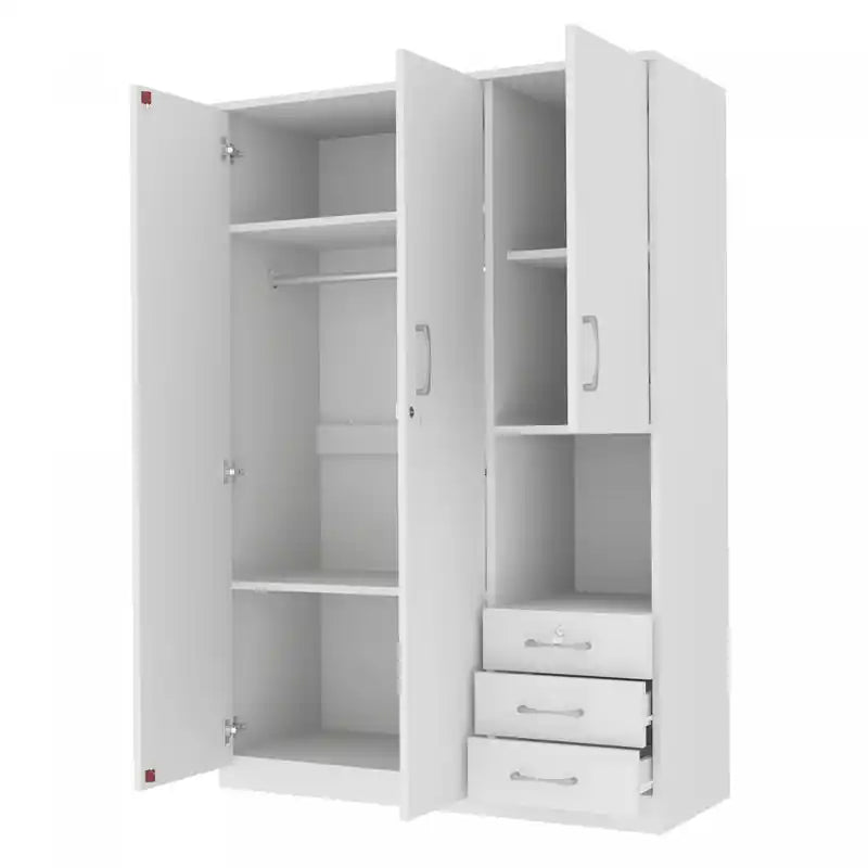 Lydia 47.2 2-doors Wooden Wardrobe Storage With Shelves And 3 Drawers