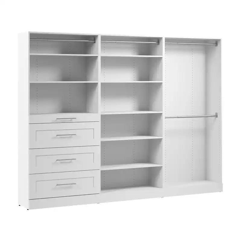 Bestar Florence 107 Modular Walk-In Closet System with Rods, Shelves and Drawers Shaker Style
