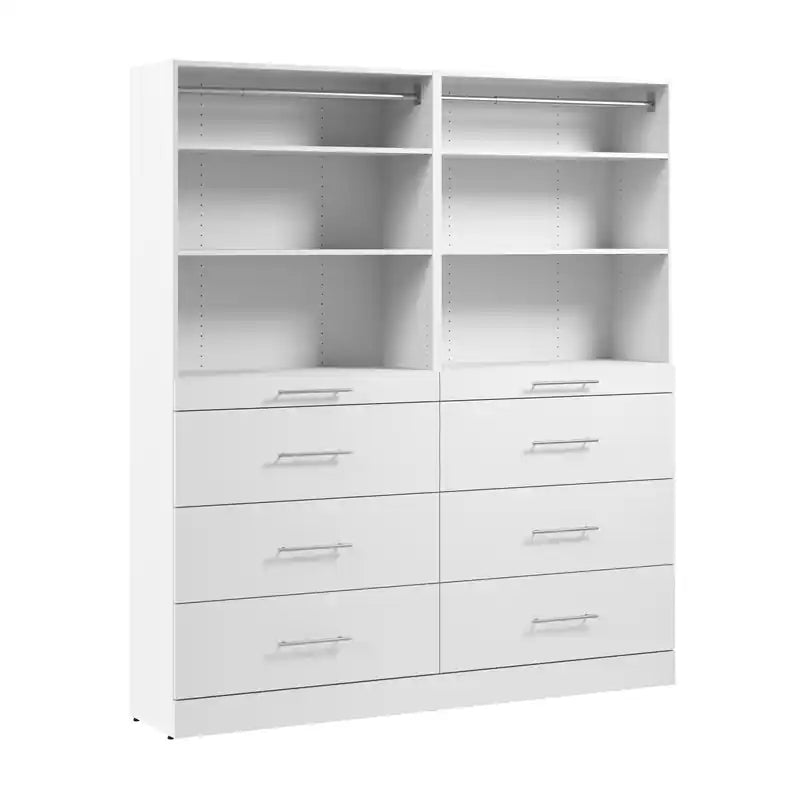 Bestar Florence 71 Modular Reach-In/Walk-In Closet System with Shelves and Drawers Slab Style