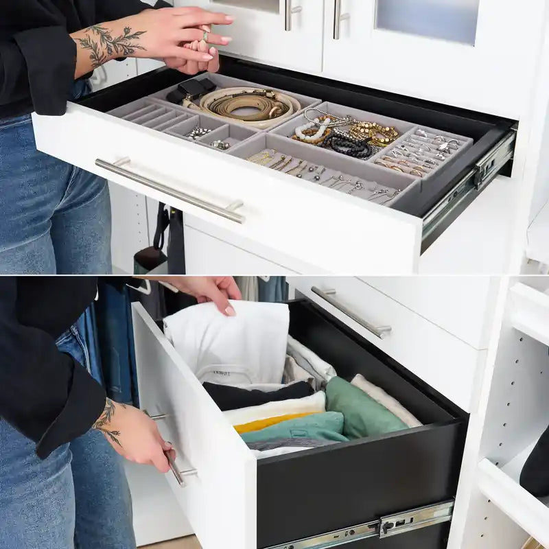 Bestar Florence 71 Modular Reach-In/Walk-In Closet System with Shelves and Drawers Slab Style