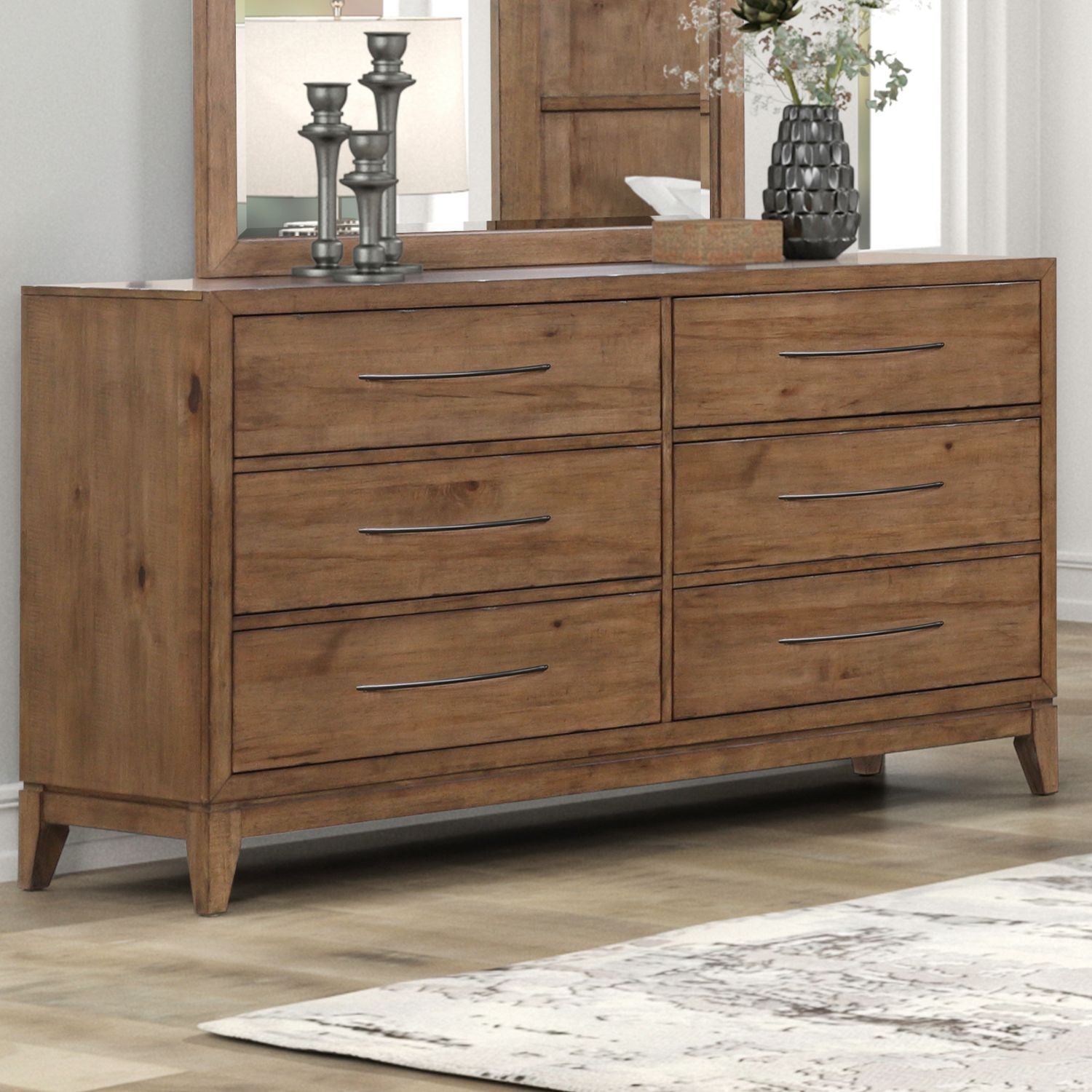 Dresser furniture lines are simple yet sophisticated, featuring either straight lines