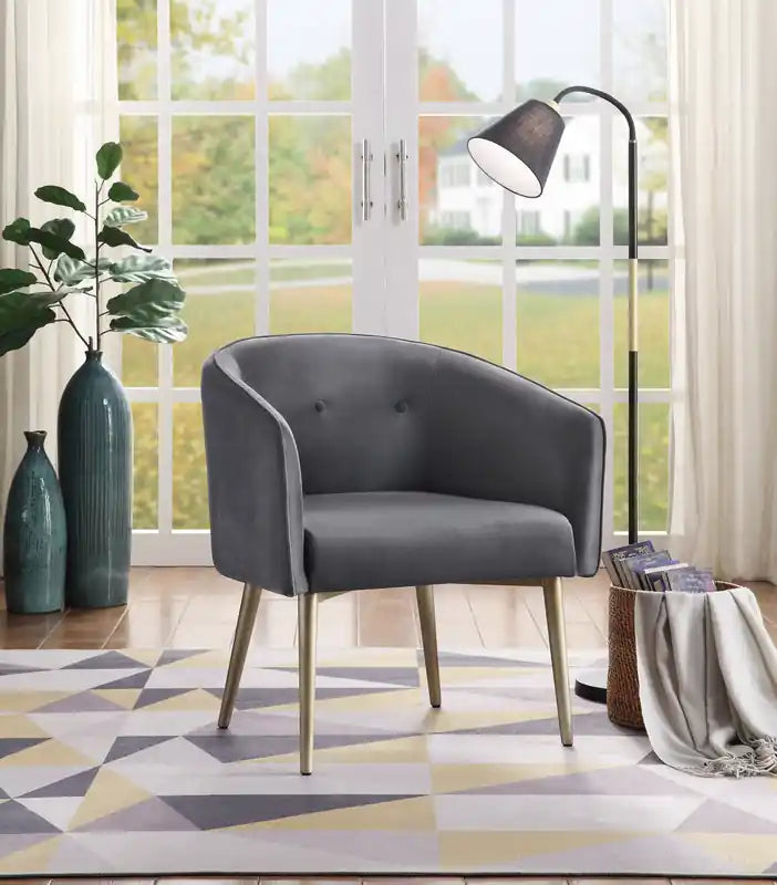 Velma Accent Chair Grey Velvet