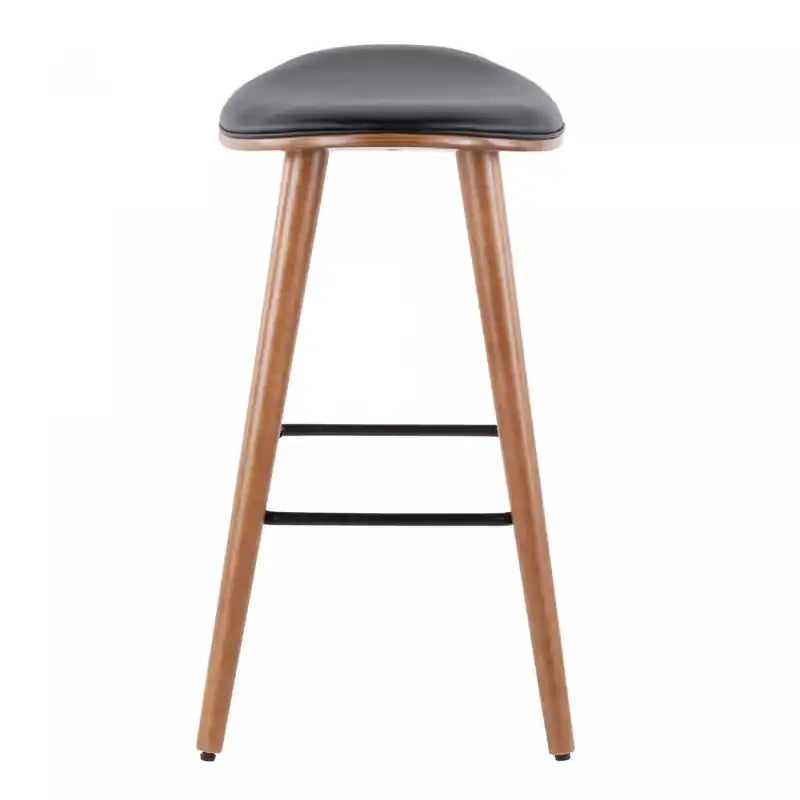 LumiSource Saddle Black Faux Leather Mid-Century Modern Counter-Height Stool