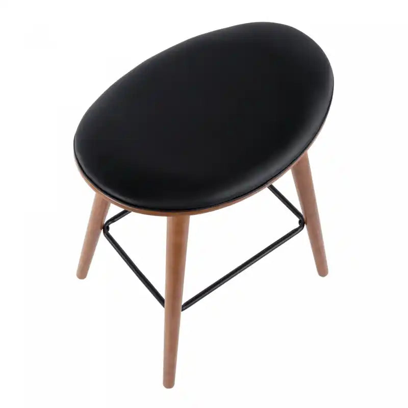 LumiSource Saddle Black Faux Leather Mid-Century Modern Counter-Height Stool