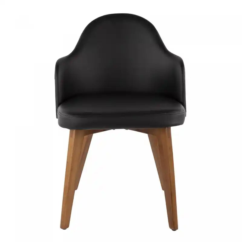 LumiSource Ahoy Faux Leather Mid-Century Dining Chair - Walnut/Black