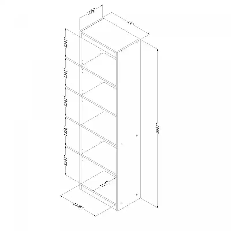 Axess 5-Shelf Narrow Bookcase - Natural Walnut