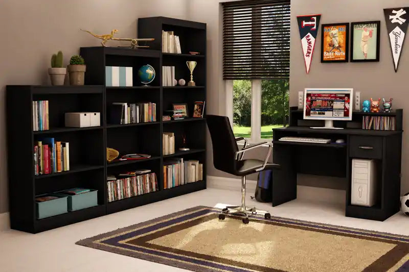 Axess 4-shelf Bookcase - Pure Black