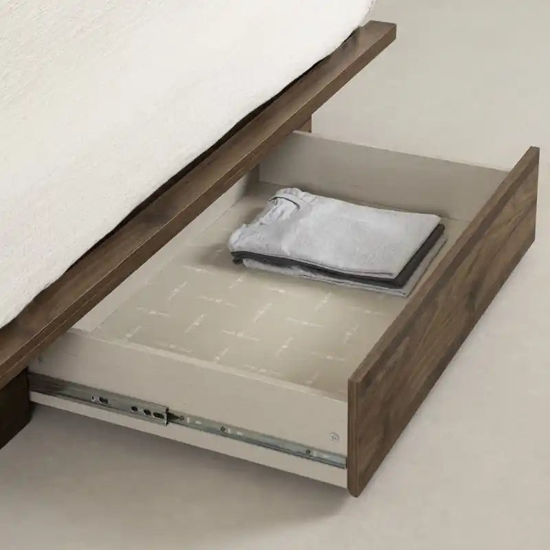 Musano Platform Bed And Headboard Set Natural Walnut - South Shore Queen Bed