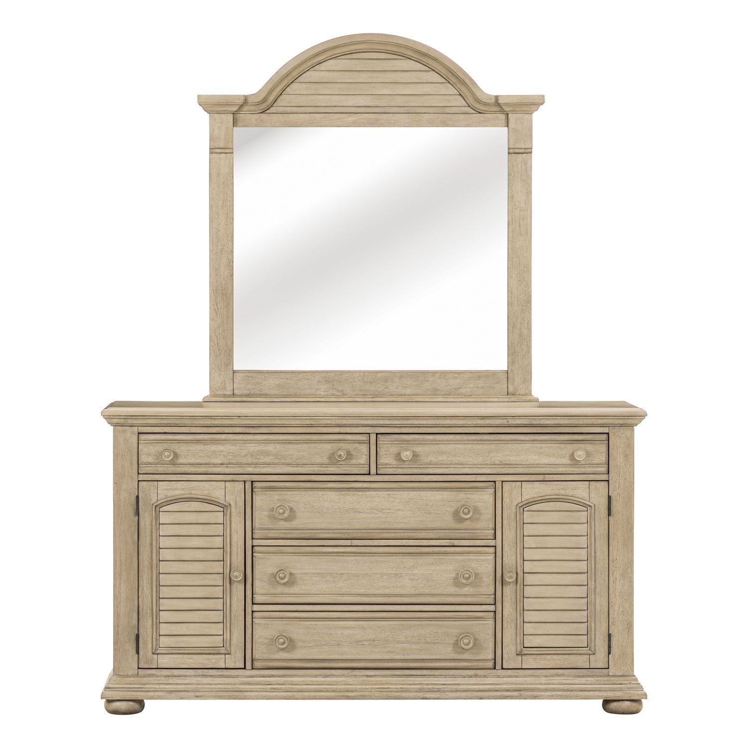 Dresser & Dresser & Product Features Wooden Knob Hardware Mirrro with Heavy Arched