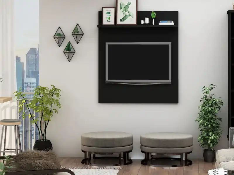 Manhattan Comfort Tribeca 35.43 Mid-Century Modern TV Panel with Overhead Decor Shelf