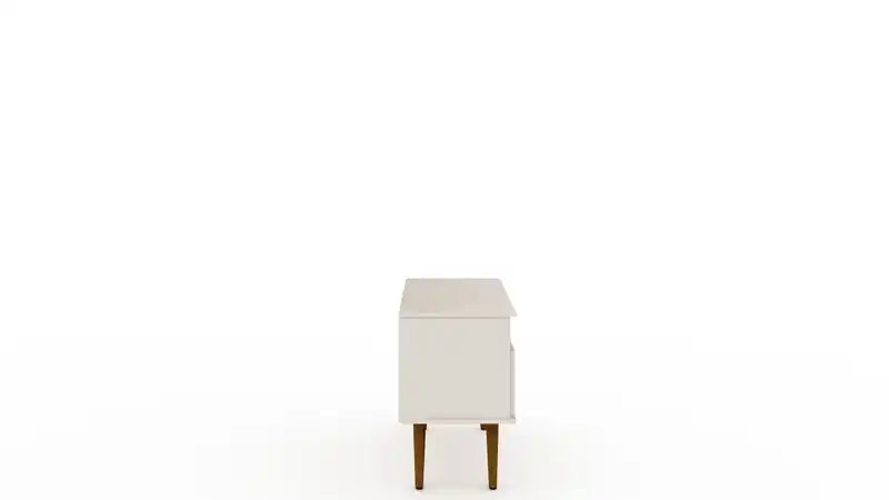 Manhattan Comfort Tribeca 35.43 Mid-Century Modern TV Stand with Solid Wood Legs - Off White