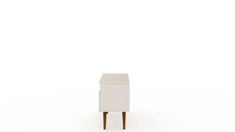 Manhattan Comfort Tribeca 35.43 Mid-Century Modern TV Stand with Solid Wood Legs - Off White