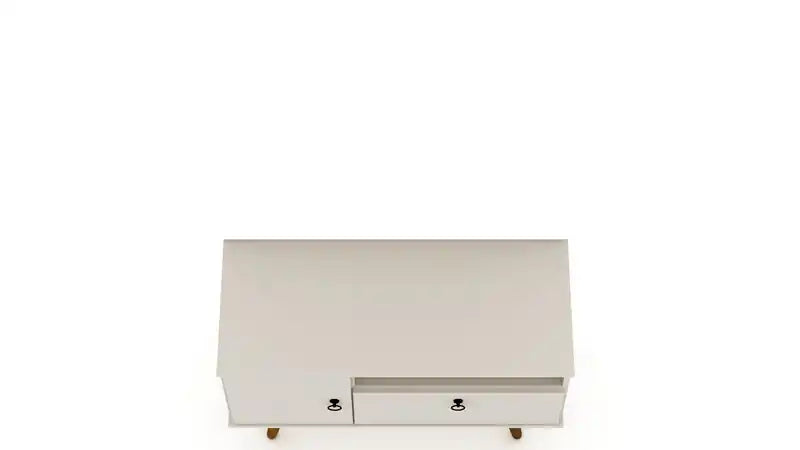 Manhattan Comfort Tribeca 35.43 Mid-Century Modern TV Stand with Solid Wood Legs - Off White