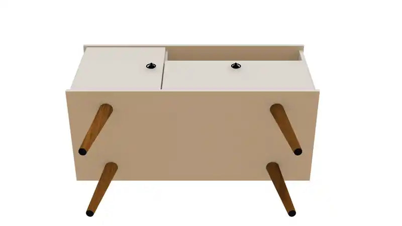 Manhattan Comfort Tribeca 35.43 Mid-Century Modern TV Stand with Solid Wood Legs - Off White