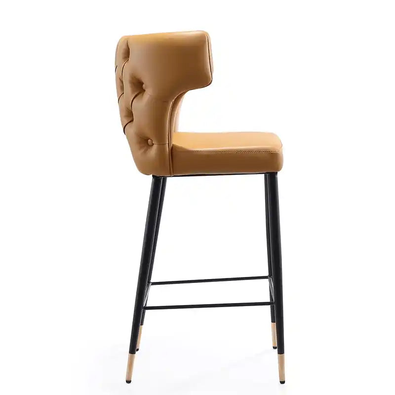 Manhattan Comfort Holguin 37 Counter Height Barstool with Tufted Back Buttons - Saddle