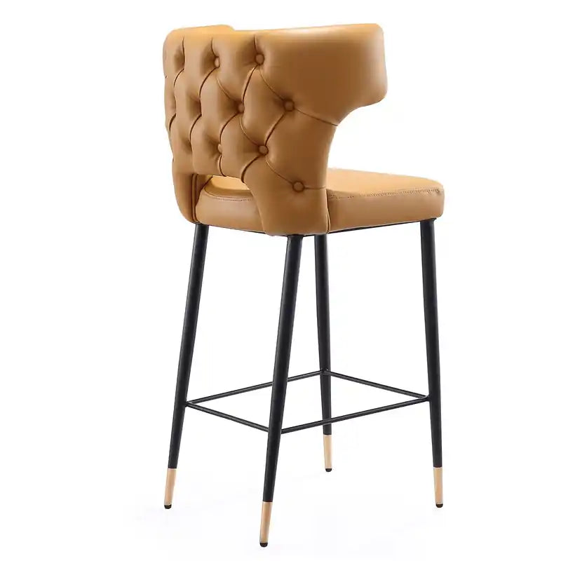 Manhattan Comfort Holguin 37 Counter Height Barstool with Tufted Back Buttons - Saddle