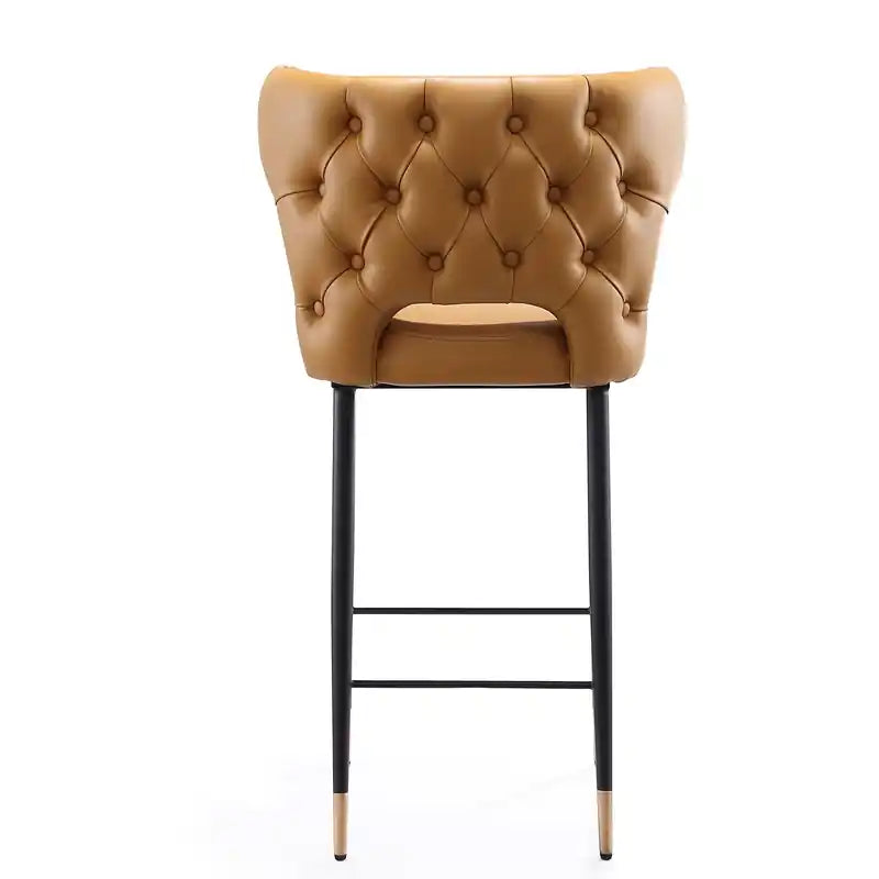Manhattan Comfort Holguin 37 Counter Height Barstool with Tufted Back Buttons - Saddle