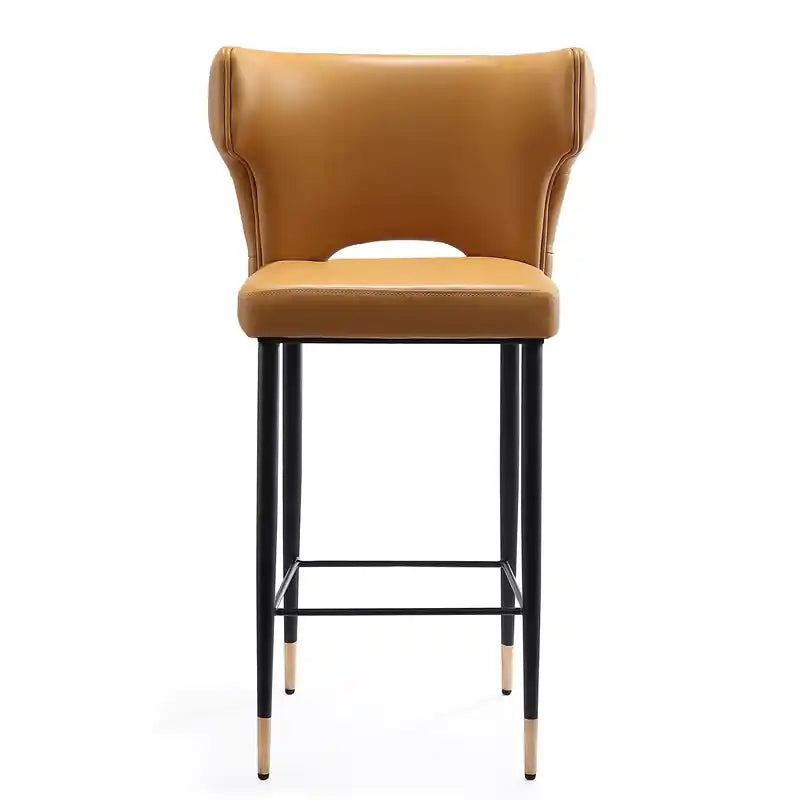 Manhattan Comfort Holguin 37 Counter Height Barstool with Tufted Back Buttons - Saddle