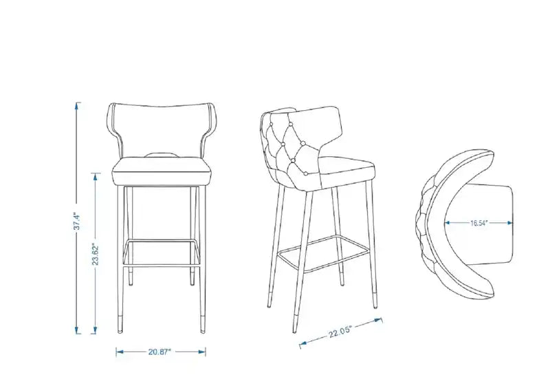 Manhattan Comfort Holguin 37 Counter Height Barstool with Tufted Back Buttons - Saddle