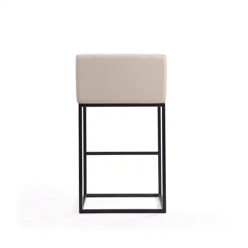 Manhattan Comfort Embassy 38 Metal Barstool - Cream & Black