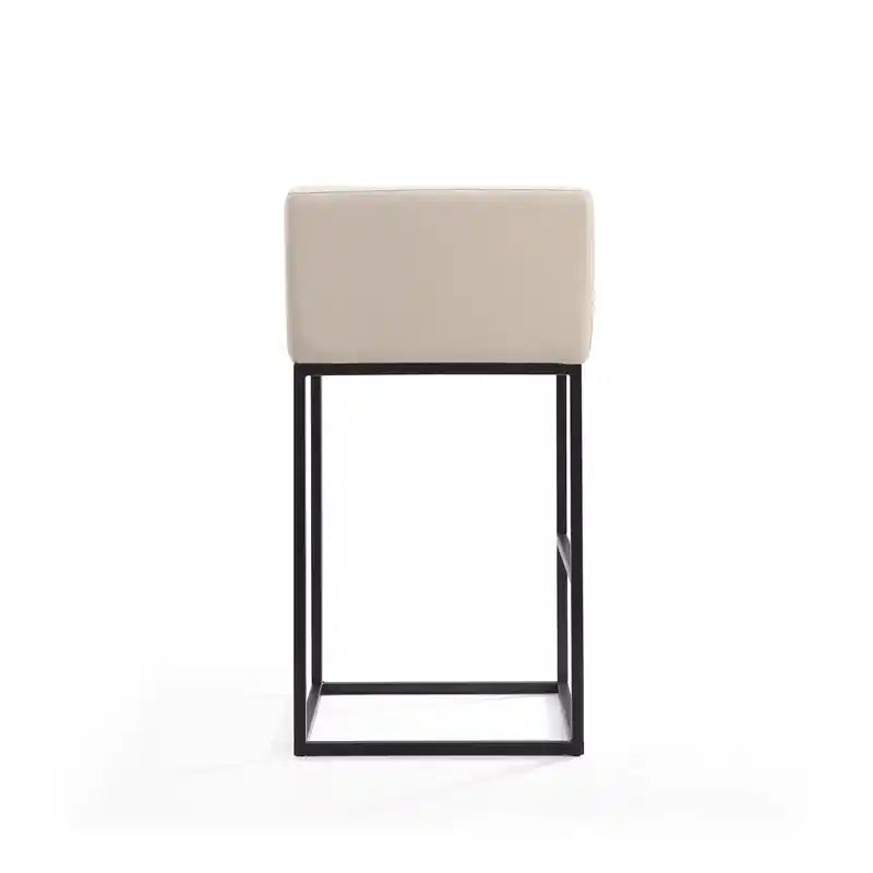 Manhattan Comfort Embassy 38 Metal Barstool - Cream & Black