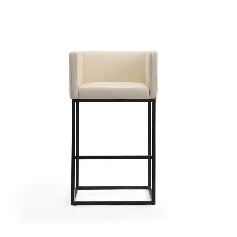 Manhattan Comfort Embassy 38 Metal Barstool - Cream & Black