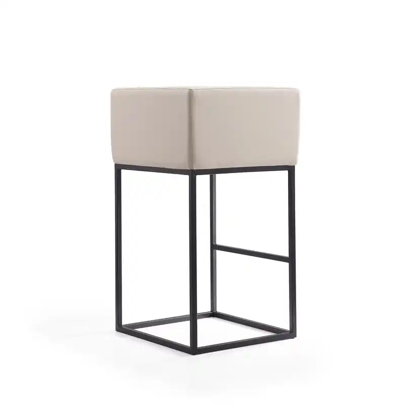 Manhattan Comfort Embassy 38 Metal Barstool - Cream & Black