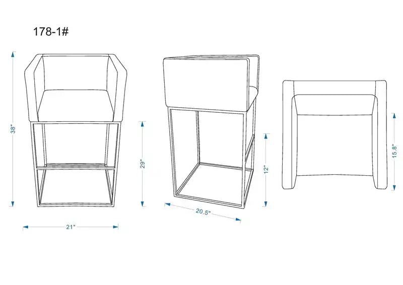Manhattan Comfort Embassy 38 Metal Barstool - Cream & Black