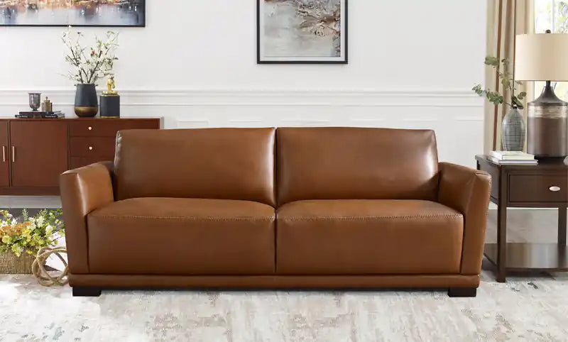 Hydeline Oslo Leather Sofa - Nutmeg