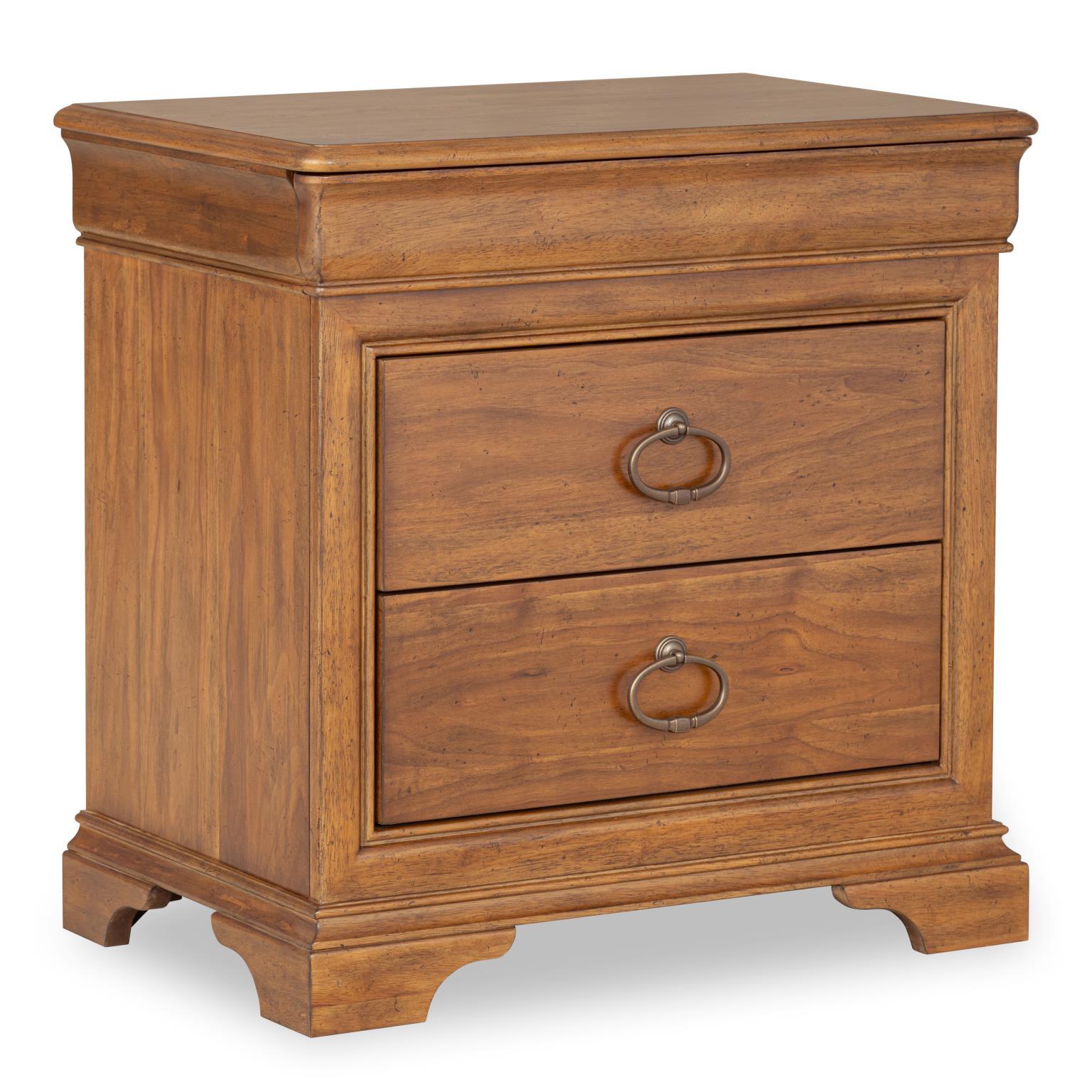 Nightstands d Walnut product Features Beautiful Walnut Veneer Waterfall Top s and Bracket Feet