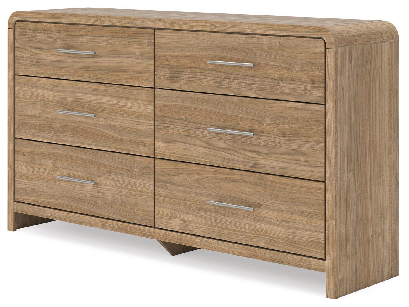 Des commodes spacieuses avec d'élégantes poignées couleur champagne complètent l'ambiance décontractée et chic.