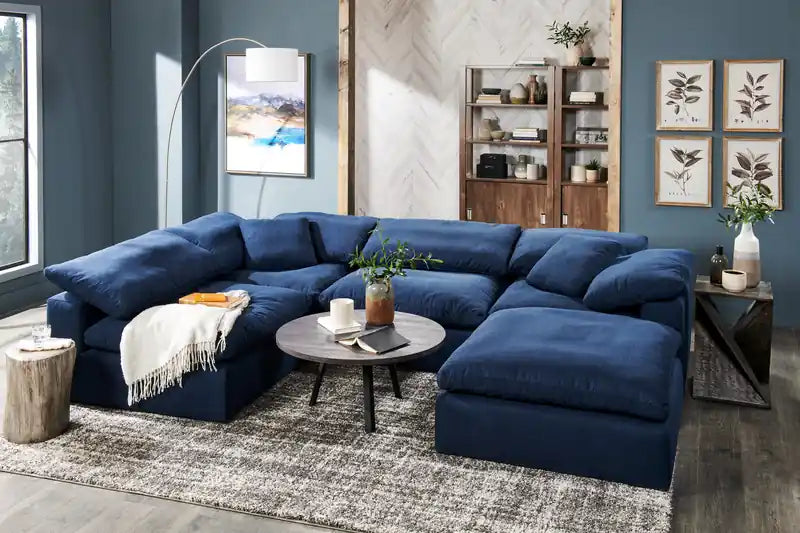 Eclipse Modular 43 Linen-Look Fabric Corner Chair with Reversible Feather Down Cushions - Slate Grey