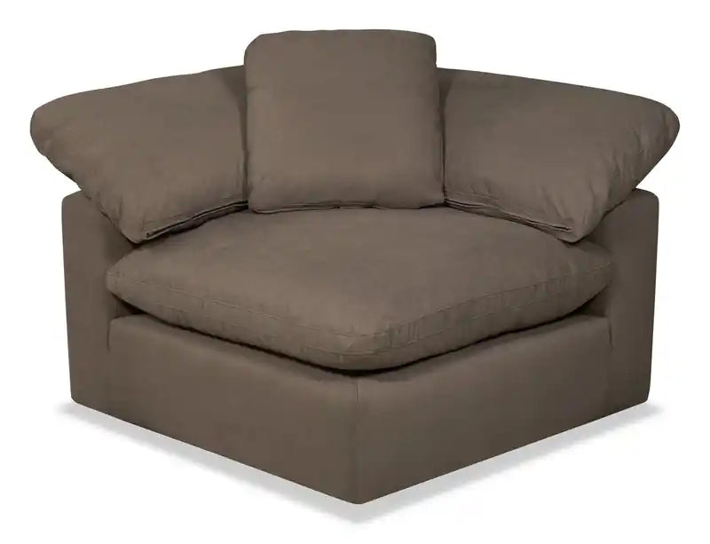 Eclipse Modular 43 Linen-Look Fabric Corner Chair with Reversible Feather Down Cushions - Slate Grey