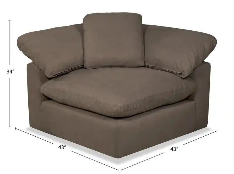 Eclipse Modular 43 Linen-Look Fabric Corner Chair with Reversible Feather Down Cushions - Slate Grey