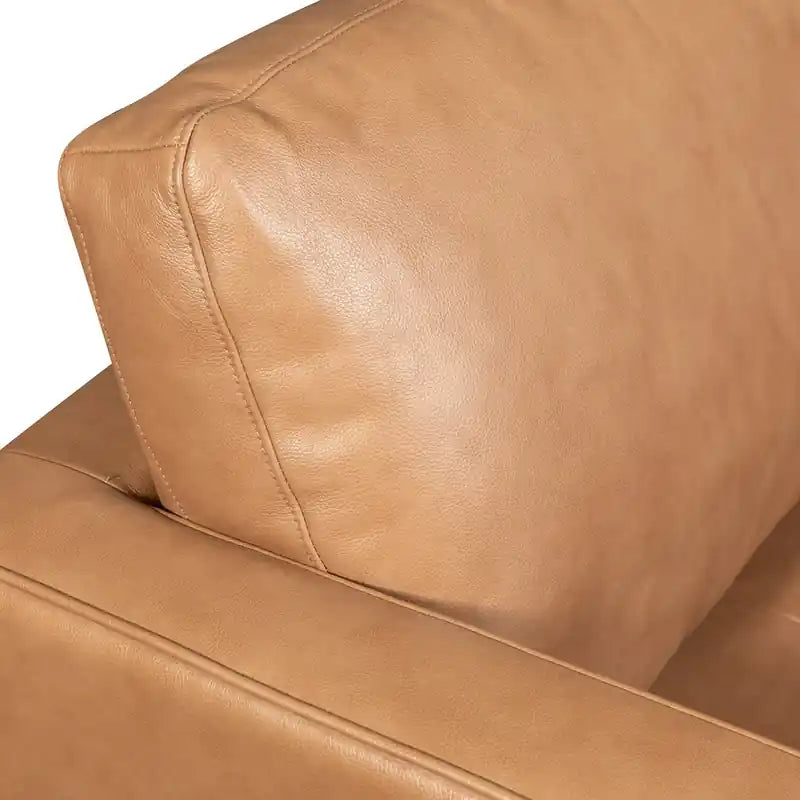 Edge 86 Genuine Leather Sofa with Wood Legs and Removable Back Cushions