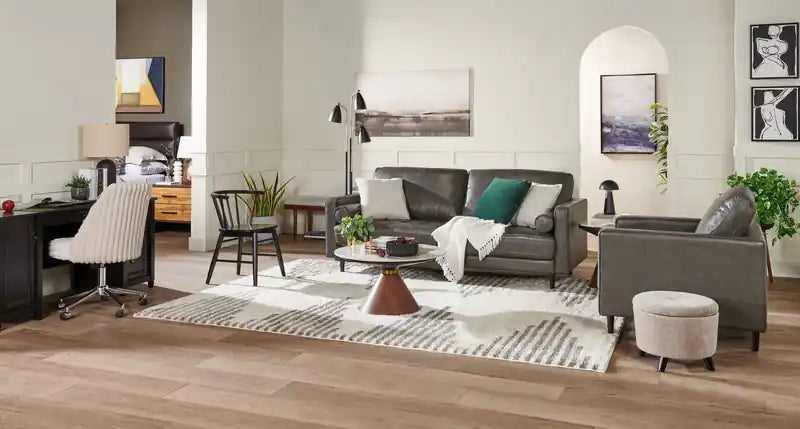 Edge 86 Genuine Leather Sofa with Wood Legs and Removable Back Cushions