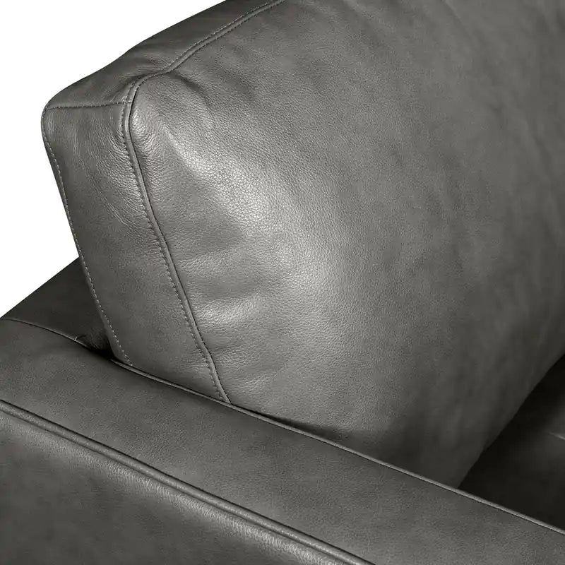 Edge 86 Genuine Leather Sofa with Wood Legs and Removable Back Cushions