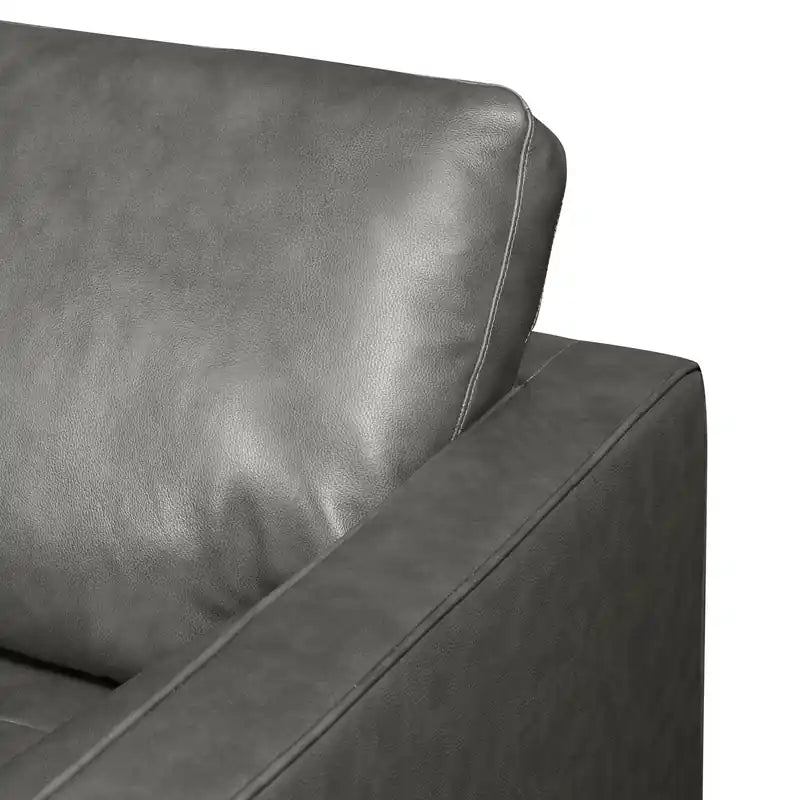 Edge 86 Genuine Leather Sofa with Wood Legs and Removable Back Cushions