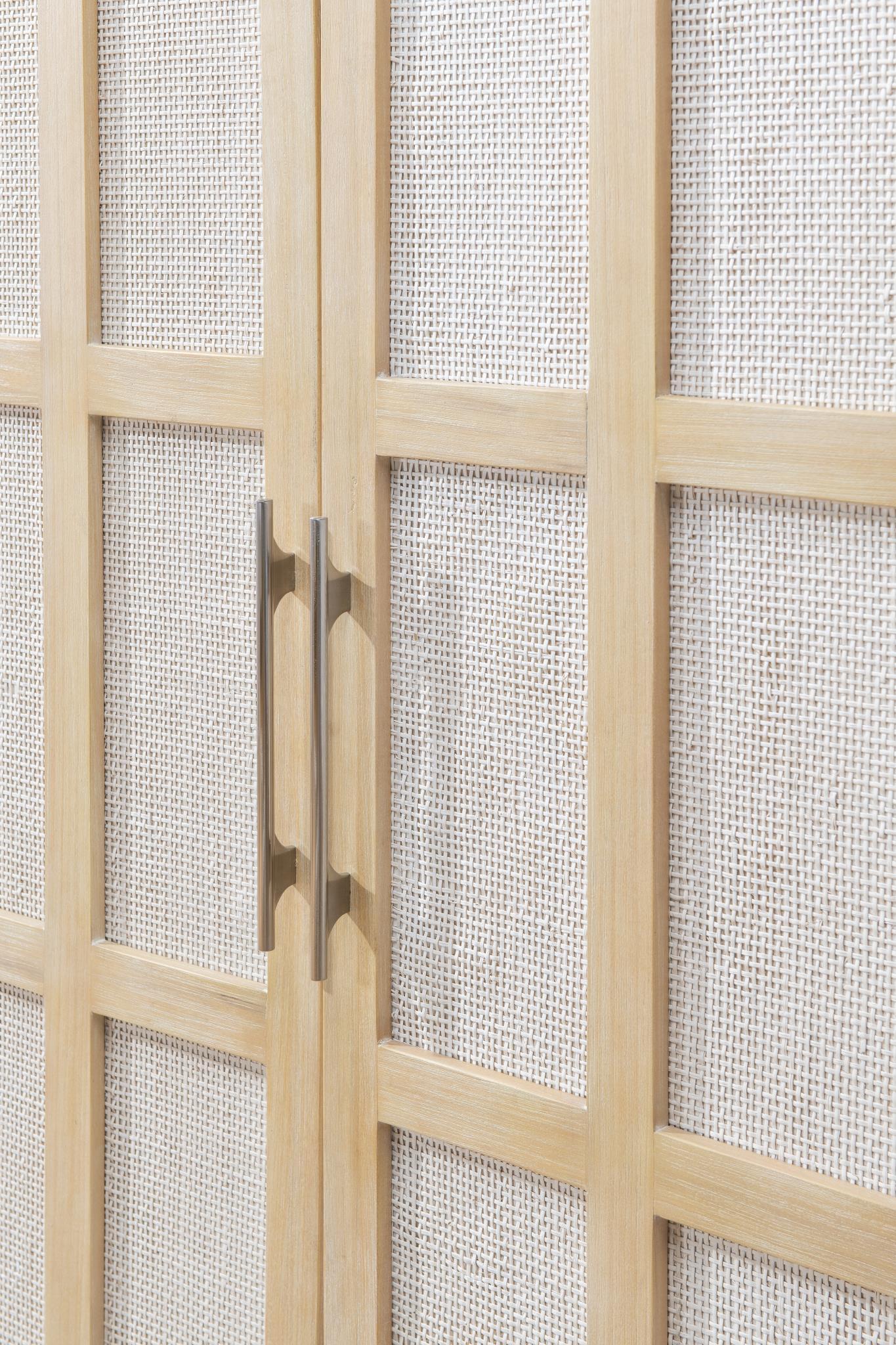 Armoire Beige product Features Select Hardwoods w/ Quartered Ash & Faux Linen Materials Mixed