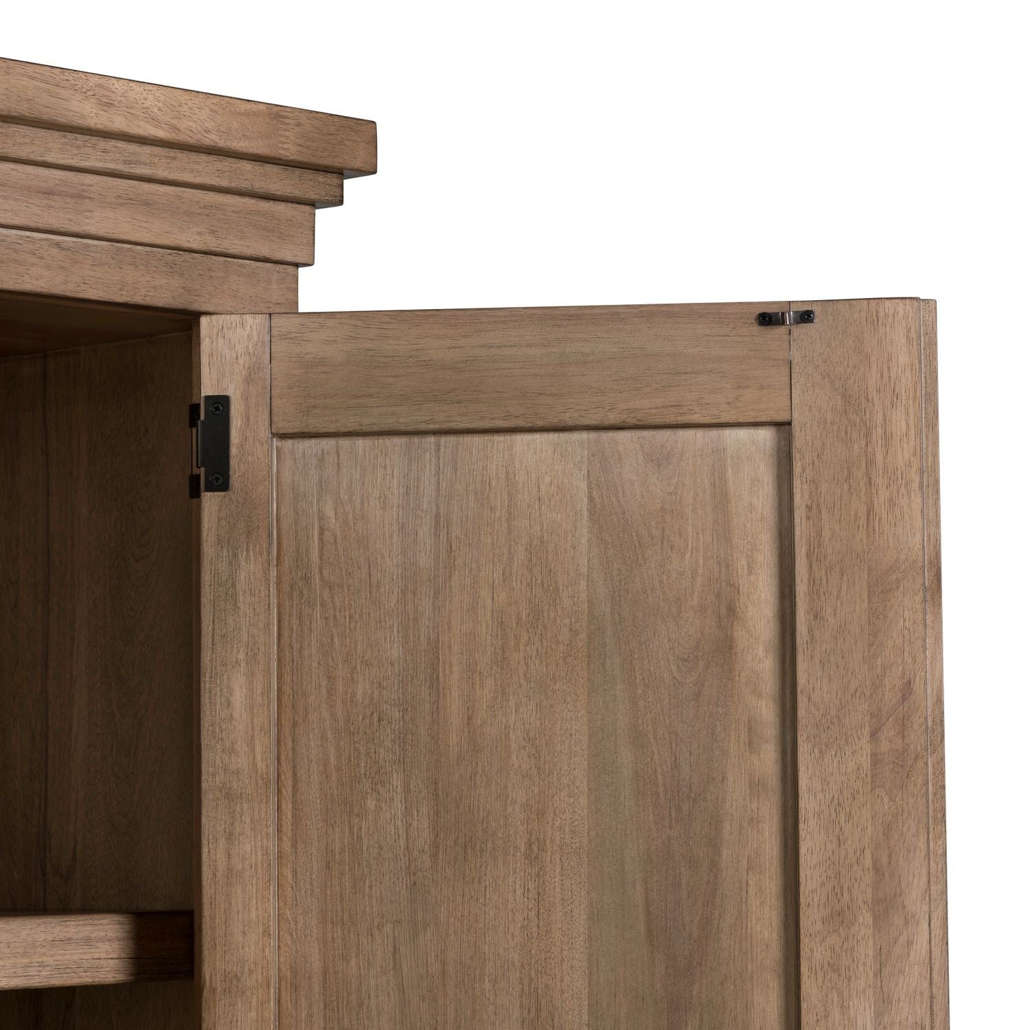 Armoire beige, caractéristiques du produit : quincaillerie bouton en laiton, glissières latérales métalliques (45 mm), façade cannelée