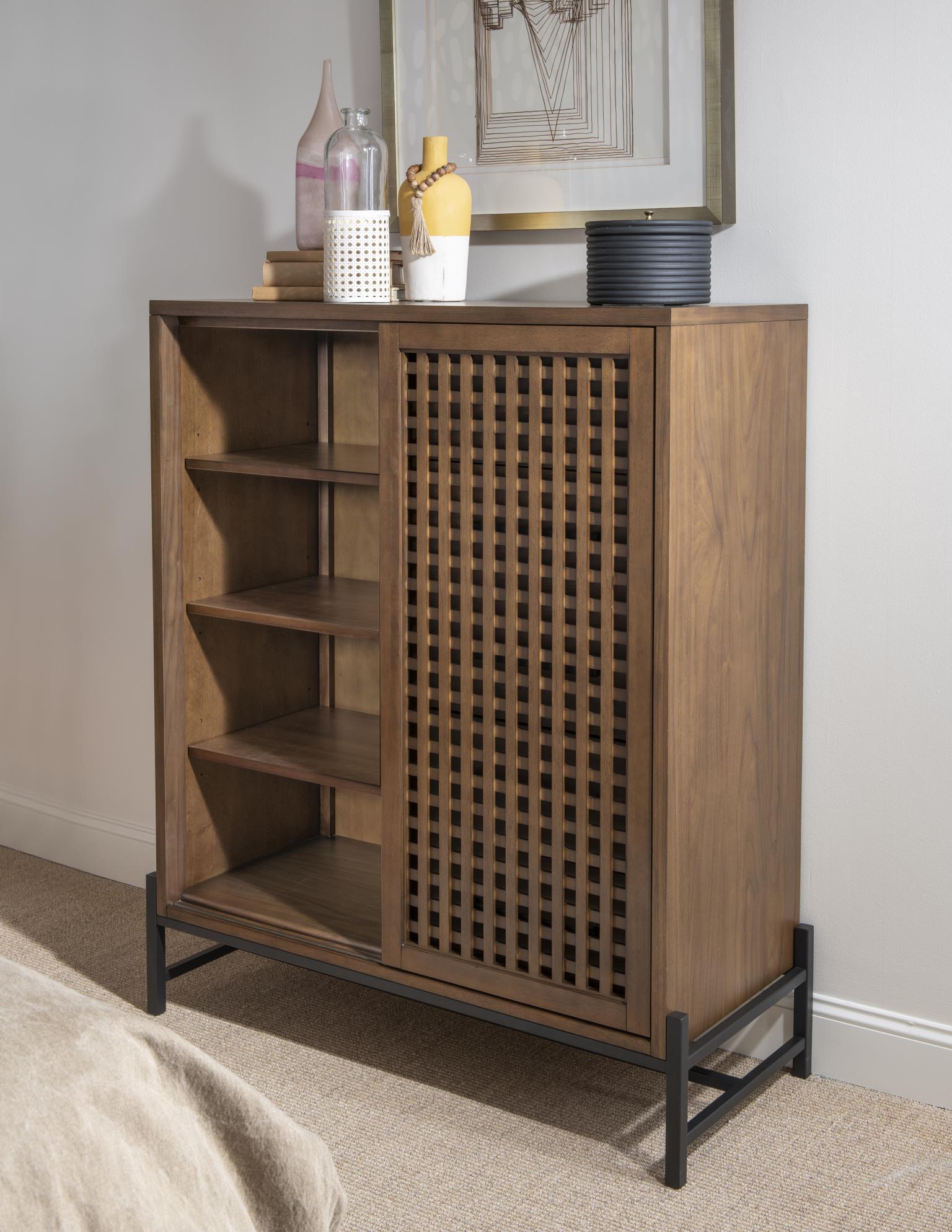 Door Chest featuring a finish and Matte Black hardware, each piece is crafted from