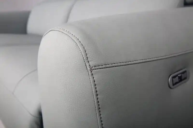 Gianna 76 Genuine Leather Power Reclining Sofa with Power Headrests and USB Ports - Spa Blue