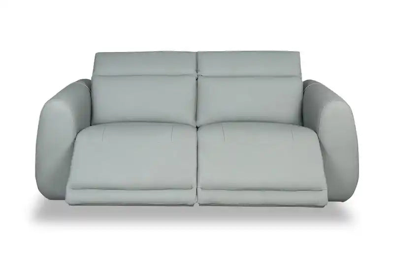Gianna 76 Genuine Leather Power Reclining Sofa with Power Headrests and USB Ports - Spa Blue