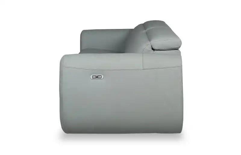 Gianna 76 Genuine Leather Power Reclining Sofa with Power Headrests and USB Ports - Spa Blue