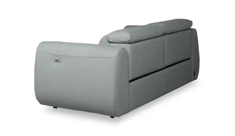 Gianna 76 Genuine Leather Power Reclining Sofa with Power Headrests and USB Ports - Spa Blue