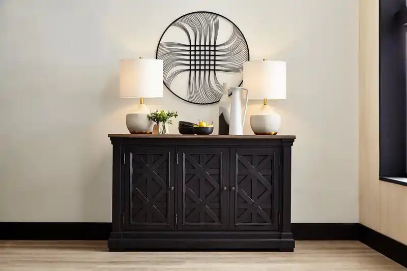 Isla Dining Server with Storage, 57.8W - Rustic Black