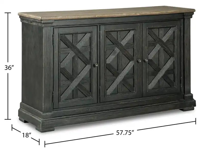 Isla Dining Server with Storage, 57.8W - Rustic Black