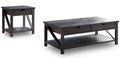 Jake 47.25 Rustic 2-Pack Coffee + End Table with Storage and Shelf - Distressed Grey
